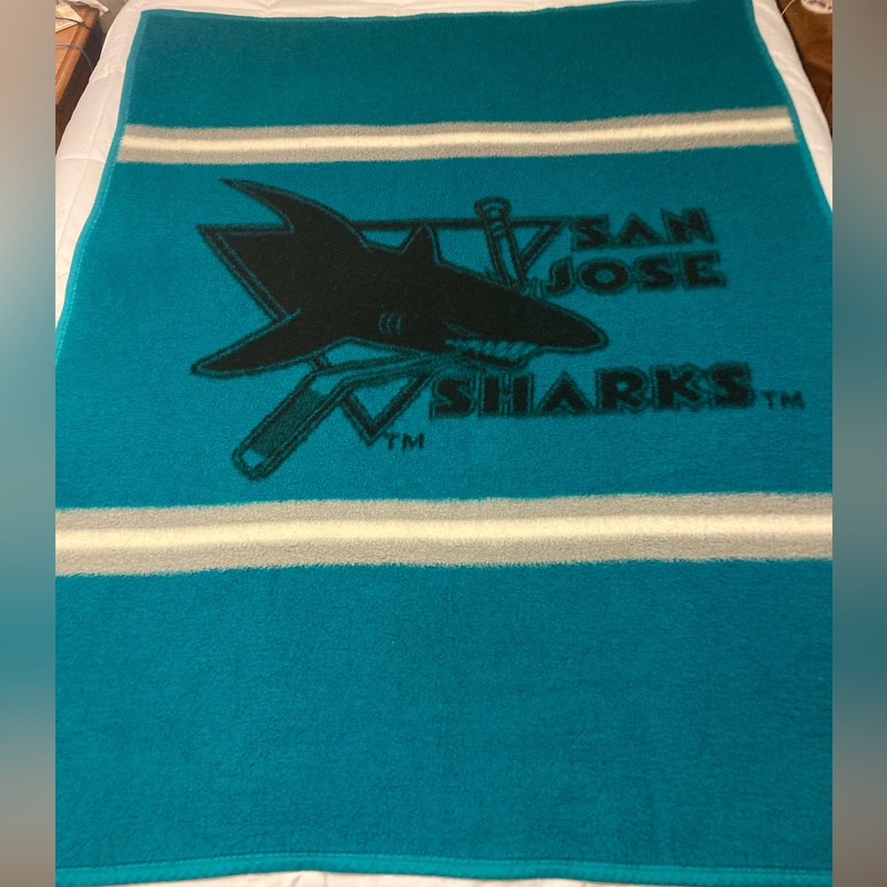 Vintage 1990s Biederlack NHL San Jose Sharks Blanket